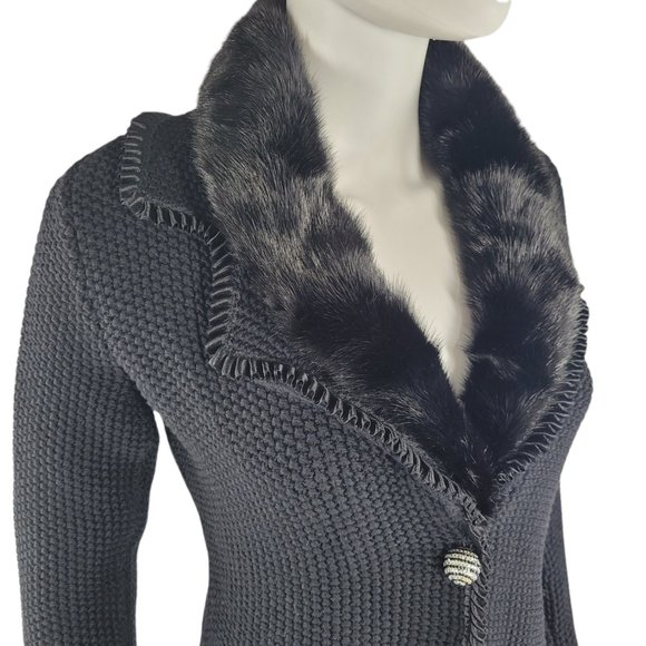 Blumarine Knitted Faux Fur Collar Cardigan - Picture 2 of 8